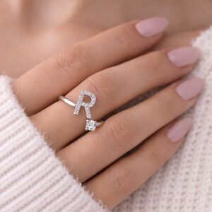 Charming R letter ring